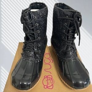 Sugar Women's Skylar Glitter Duck Boots in Black Sparkle 10M Lace-Up Boots